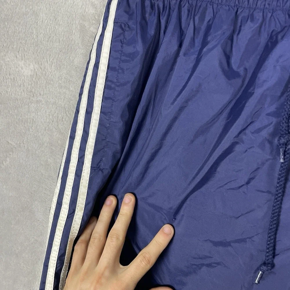 Vtg 90s Adidas Track Pants Men XL 3 Stripe Windbreaker Zip Ankle Logo Drawstring